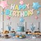 Happy Birthday Balloons, Colorful Happy Birthday Banner, Pastel Birthday Balloons 16 Inch Foil Letter Balloon with 8 Pcs Blue Pink Star Balloon for Boys Girls Birthday Party Decoration